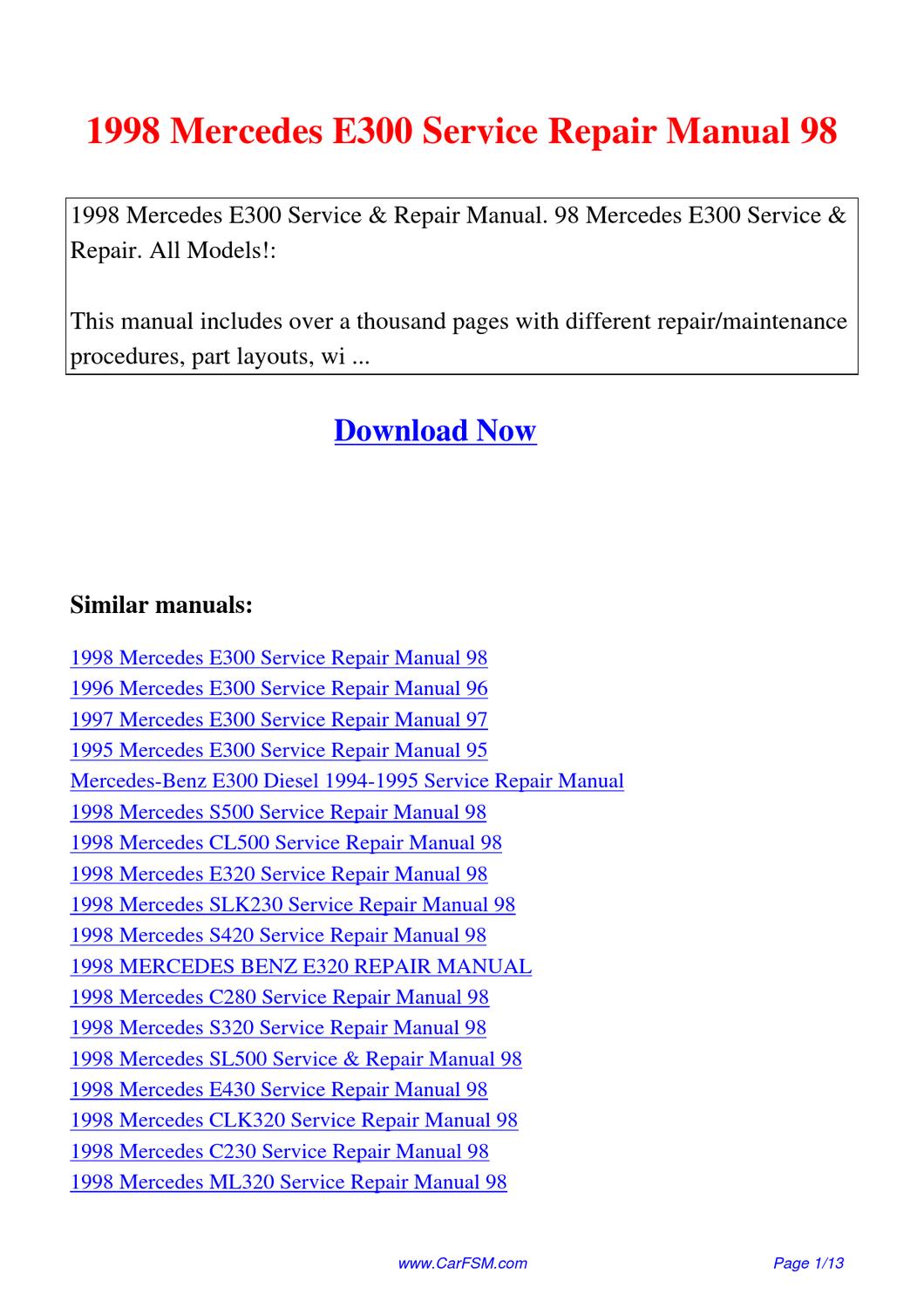 1998 mercedes ml320 repair manual